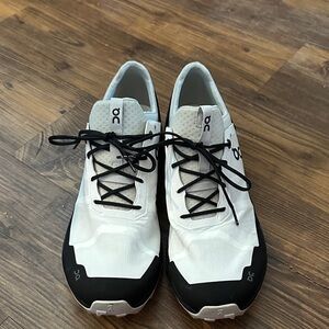 On Running Men's Black and White Athletic Sneakers Cloudtech missiongrip worn 1